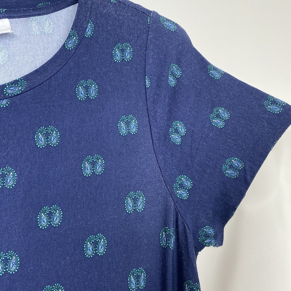 Lucky Brand Tee Shirt Dress Womens Plus Size 1X Blue/Green Paisley Print - Picture 5 of 11